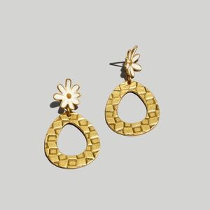 NWT Madewell Enamel Daisy Checkerboard Drop Statement Earrings